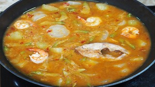 แกงส้มผักรวม น้ำแกงปลานิล พริกแกงตำเอง หอมอร่อยน่ากิน /Sour curry