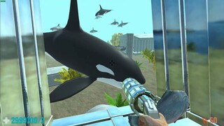 Riding on Back of Great White Shark. Animal Revolt Battle Simulator