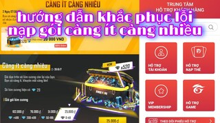 Free fire| hướng dẫn cách khắc phụ lỗi không mua được gói càng ít càng nhiều