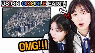 Visiting U.S  in GOOGLE EARTH /  Korean Teen Reaction