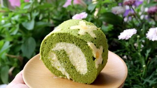 [Makanan] Resep Kue Gulung Motif Bunga Rasa Matcha