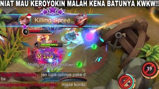 NIAT MAU KEROYOKIN MALAH KENA BATUNYA KWKW!! JANGN LUPA COLIK PAKE DHS TEMAN2