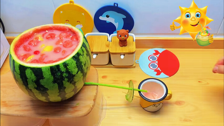 A Watermelon Fruit Juice Barrel with Tap