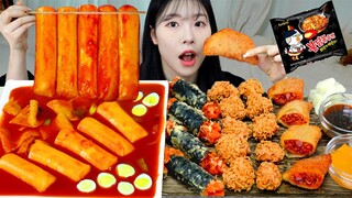 ASMR MUKBANG| 직접 만든 떡볶이 불닭 치킨 먹방 & 레시피 FRIED CHICKEN AND Tteokbokki EATING