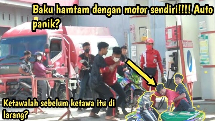 PRANK B3RANT3M SAMA JOK MOTOR!!ENDINGNYA BIKING PANIK WKWK!!