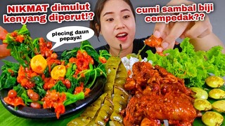 TERNYATA WUENAK⁉️ PLECING DAUN PEPAYA SAMBAL CUMI LALAPAN MENTAH JENGKOL MUDA PETE GORENG