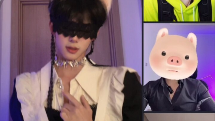 Nie Jingxuan live broadcast screen recording cute brother maid outfit