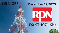 RPN DXKT 1071 Radyo Ronda Davao Sign Off (12-12-23)