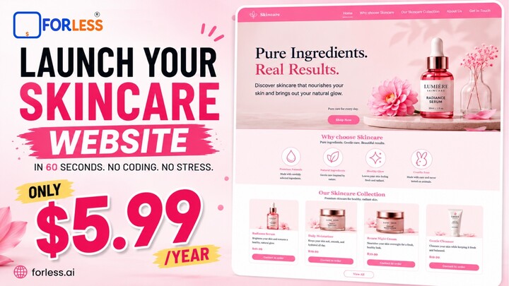 How to Build a Beautiful Skincare Website for Only $5.99/Year (Step-by-Step) | Forless