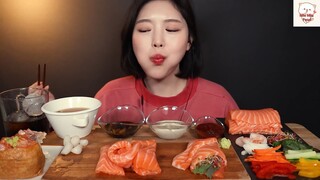 Thưởng thức Sashimi cá hồi béo ngon 2 #MiuMiuFood