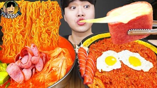 ASMR MUKBANG 집밥 열라면 치즈 통스팸 김치 계란후라이 먹방! FIRE NOODLES & CHEESE SPAM EATING SOUND!