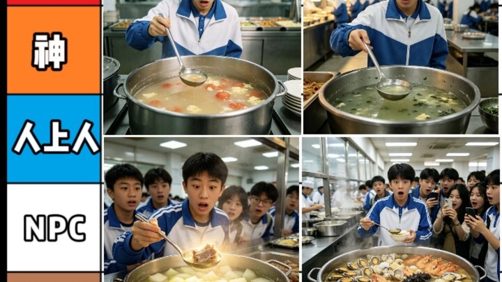 วิจารณ์เด็ด น้ำซุปฟรีหลากหลายชนิดในโรงอาหารของโรงเรียน