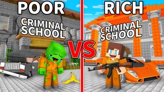 Mikey Poor vs JJ Rich Criminal School in Minecraft (Maizen)
