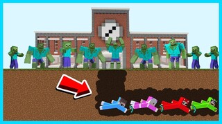 MIPAN & ZUZUZU BUAT JALAN RAHASIA DI BAWAH SEKOLAH UNTUK BERTAHAN DARI KIAMAT ZOMBIE DI MINECRAFT