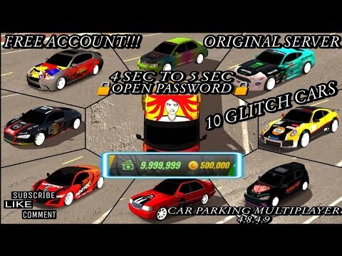 || Free Account Giveaway || 10 Glitch Cars || Car Parking Multiplayer 4.8.4.9