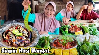 Terong Suwir Disambelin ‼️ Siap-Siap Ngabisin Nasi Banyak.. Sambel + Lalapan, Masak Di Desa