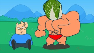 The little pig's journey to dig up cabbages