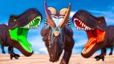 T-REX COLOR PACK vs NASUTOCERATOPS vs ALBERTACERATOPS - Jurassic World Evolution Dinosaurs Fighting
