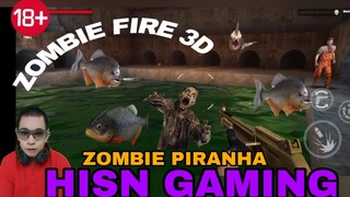 game zombie fire 3D,  masuk ke  bawah , banyak zombie ikan piranha
