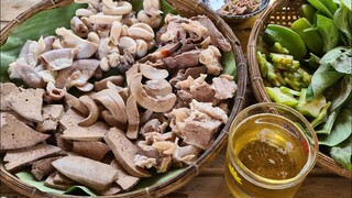 Lai rai lòng luộc mắm tôm. Cách luộc lòng trắng giòn - Bin Đen Miền Tây # 111