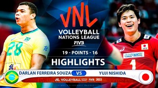 Darlan Ferreira Souza vs Yuji Nishida | Brazil vs Japan | Highlights | Men's VNL 2022 (HD)