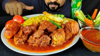 SPICY MUTTON CURRY, BHUNA KHICHURI, EGG POACH, SPRITE, GREEN CHILI & EATING SALAD ASMR | #LiveToEATT