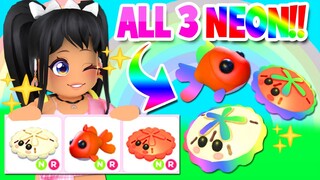 MAKING *ALL 3 NEON PETS* in ADOPT ME UPDATE (roblox) GOLDFISH & SAND DOLLAR