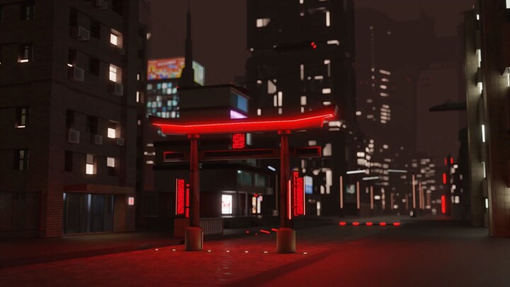 Torii | Cyberpunk style | Blender