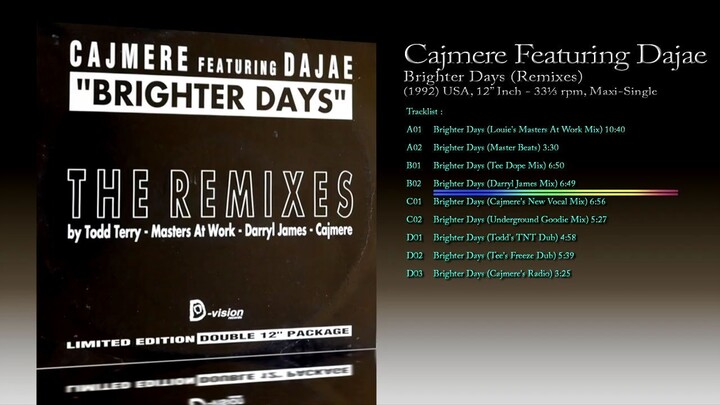 Cajmere Featuring Dajae (1992) Brighter Days (The Remixes) [12' Inch - 33⅓ RPM - Maxi-Single]