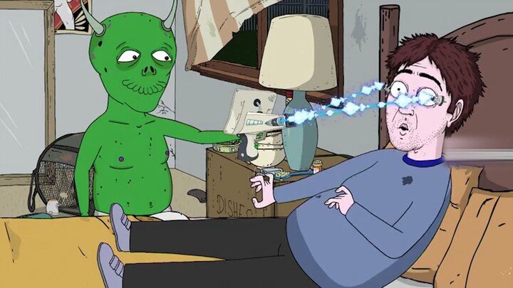 Jeff's memory was tampered with by aliens, and he ended up at the peak of his life, with money and b