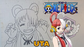 menggambar karakter anime one piece uta