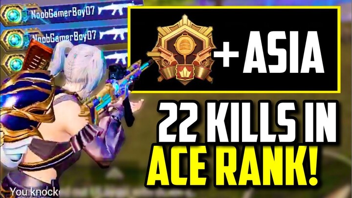 22 KILLS IN ASIA ACE RANK SOLO VS SQUAD ONLY! | PUBG Mobile