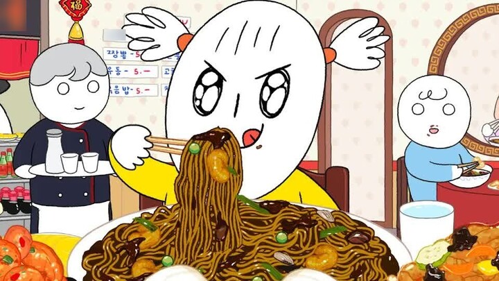 [foomuk animation] After the exam, I still don't eat too much! Fried rice with sweet and sour pork i