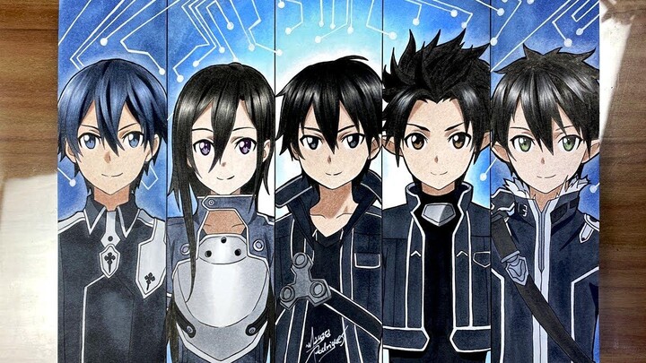 Kirito's 5 MAIN CHARACTERS [Sword Art Online] | Anime Drawing