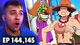 ACE MEETS BUGGY!! One Piece Episode 144 & 145 REACTION + REVIEW