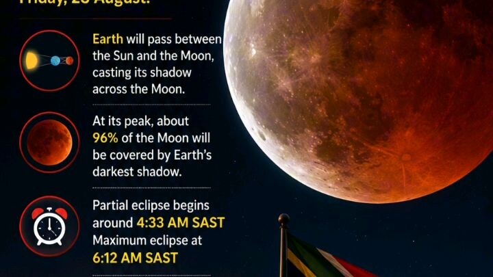 🌕🇿🇦 South Africa, get ready for a spectacular night-sky event! A deep partial lunar eclipse will