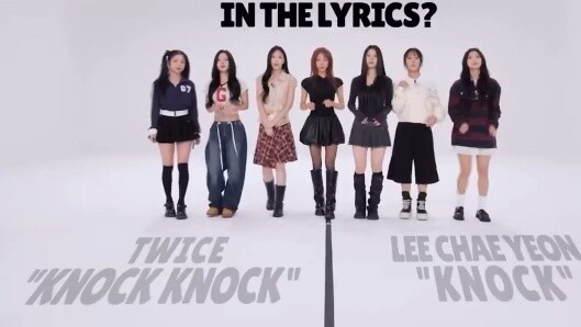 Which song has "KNOCK" more often in its lyrics? Twice knock knock vs Lee Chae-yeon knock