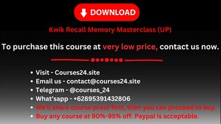 Kwik Recall Memory Masterclass (UP)