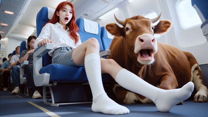 بعد صعود هذا الثور إلى الطائرة، بدأت الأمور تزداد غرابة! فيلم قصير مليء بالمنعطفات!