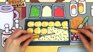 [Stop-motion animation] The takoyaki shop is open! Full of portions to satisfy elementary school stu
