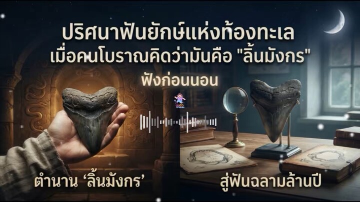 เรื่องเล่าก่อนนอน | ตำนาน “ลิ้นมังกรหิน” และความจริงของฉลามยักษ์ล้านปี