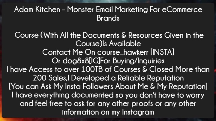 Adam Kitchen – Monster Email Marketing For eCommerce Brands Course Download
