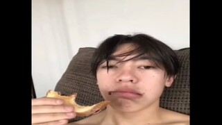 Eating a sandwich