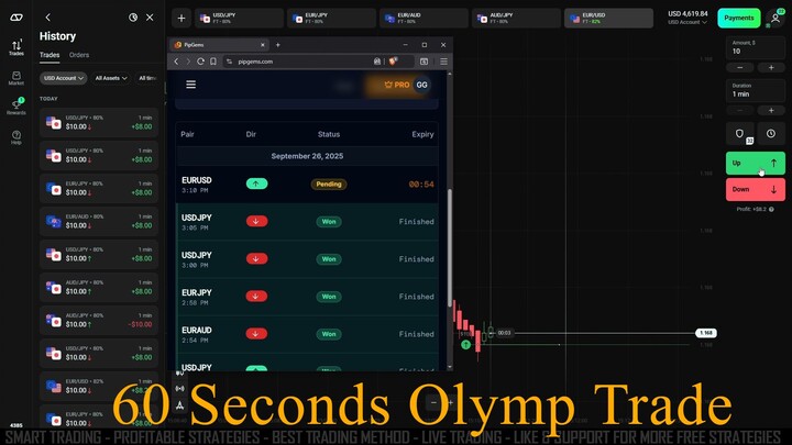 60 Seconds Olymp Trade using Pipgems fb