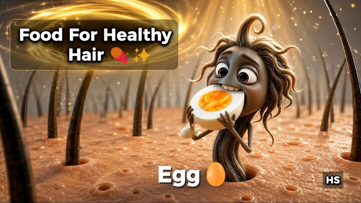 4 Foods for Healthier Hair🥔🍫🥣🥚