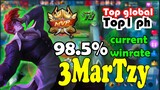 Insane Fast Hands! 98.5% Winrate?! 3MarTzy Top Global Top Ph Chou Gameplay | Mobile Legends ClumsyJ