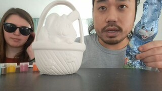 ASMR EATING SOUNDS - Easter Chocolate Bunny & Painting Easter Basket 🍫🐰🧺🎨