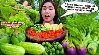 KRIUK NAGIH⁉️ MUKBANG LALAPAN MENTAH TANPA NASI BATANG PEPAYA MENTAH JENGKOL PETAI KECIPIR LEUNCA