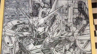 以为就一推线条的高达画 没想到打开灯真的帅爆了！女朋友真会 根本顶不住啊！