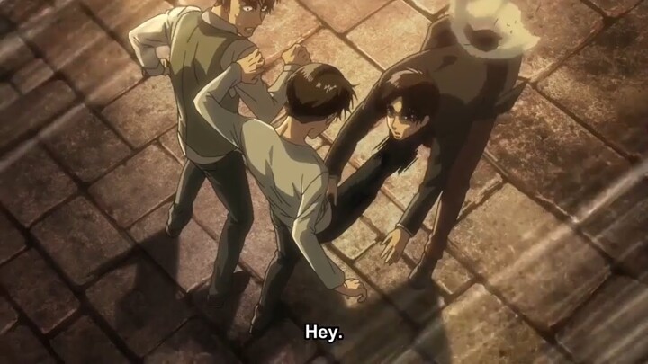 Levi hitting/beating people